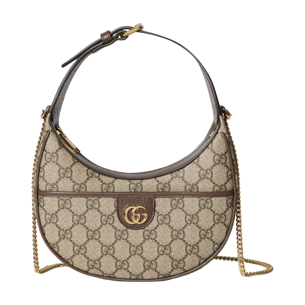 Beige Ophidia Super Mini Shoulder Half-moon Bag