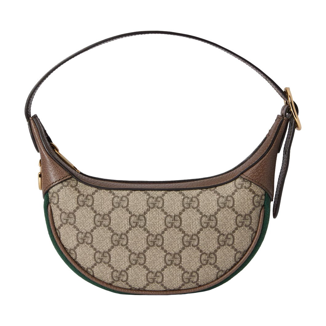 Biege Ophidia Mini Crescent Bag