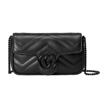 Load image into Gallery viewer, Black GG Marmont Super Mini Bag
