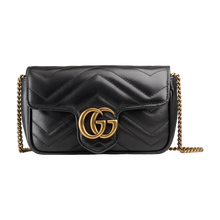 Load image into Gallery viewer, Black Gold GG Marmont Super Mini Bag
