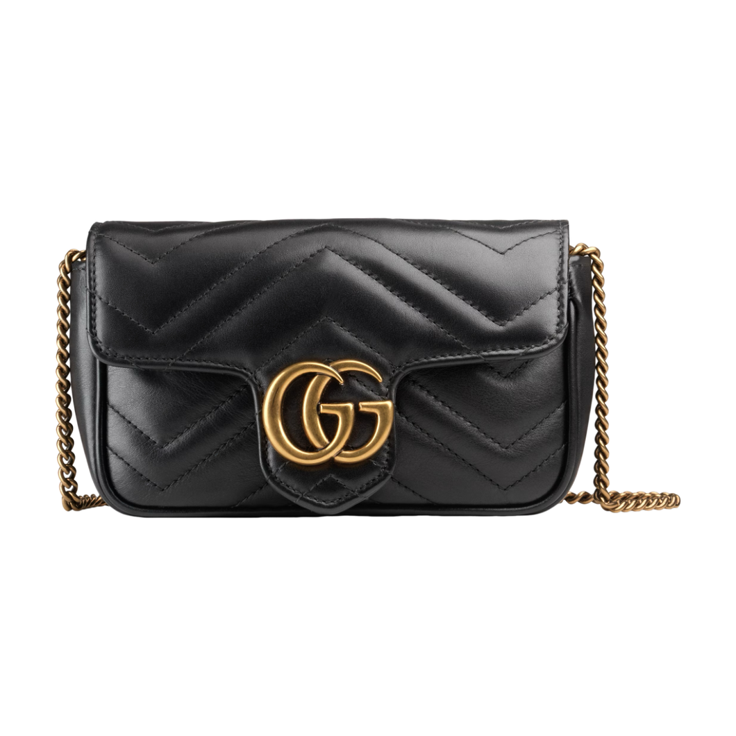 Black Gold GG Marmont Super Mini Bag