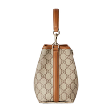 Load image into Gallery viewer, Biege GG Emblem Mini Bucket Bag
