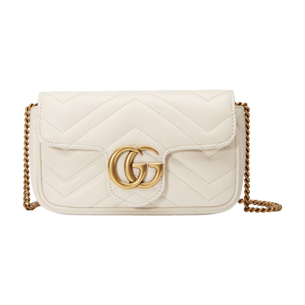 White GG Marmont Super Mini Bag